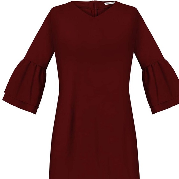 Women's Dress Sweet & Cute V-Neck Bell Sleeve - Picture 2 of 4